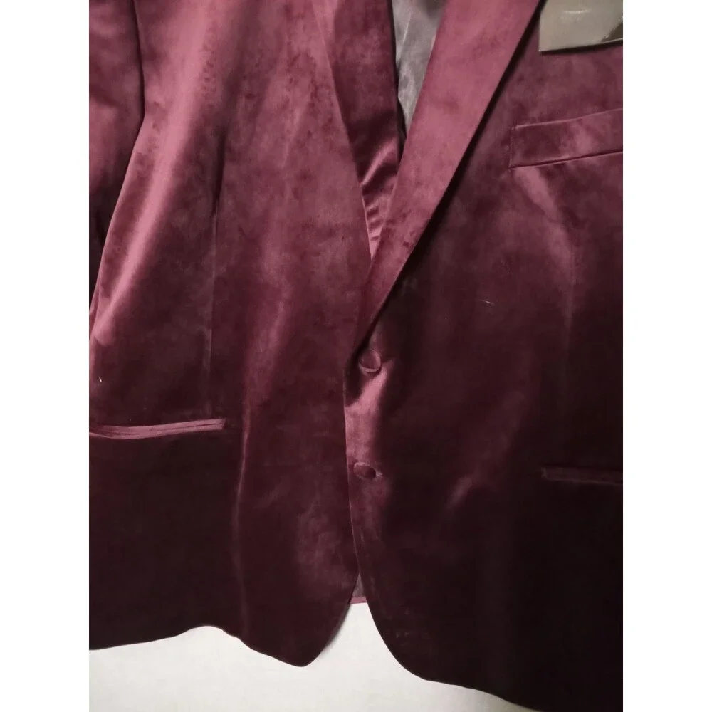 Linea Uomo Blazer 56R Velvet Burgundy Blazer Sport Coat  Regular NWT New
